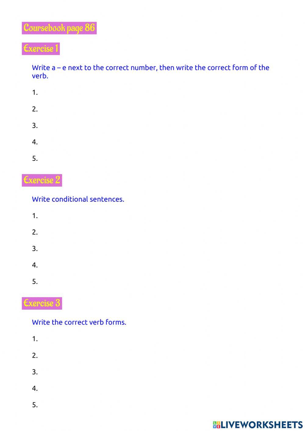 Page 86, exercises 1 - 3