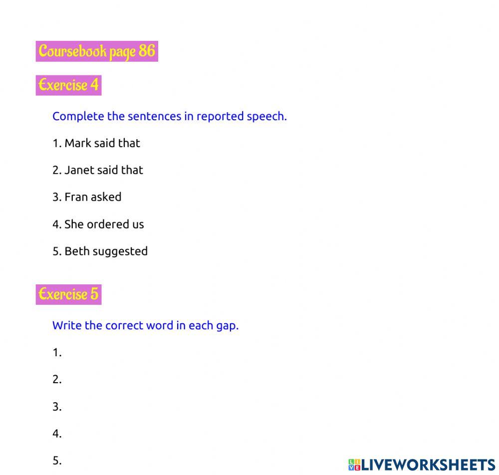Page 86, exercises 4 - 6