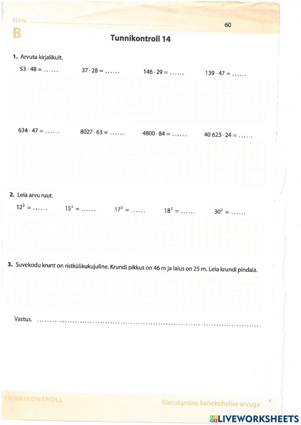 Korrutamine kahekohalise arvuga