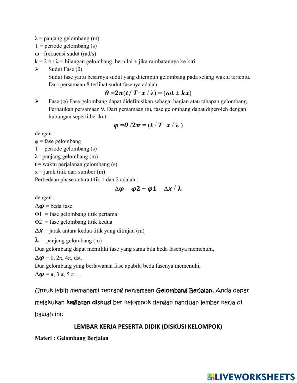 Liveworksheet Gelombang