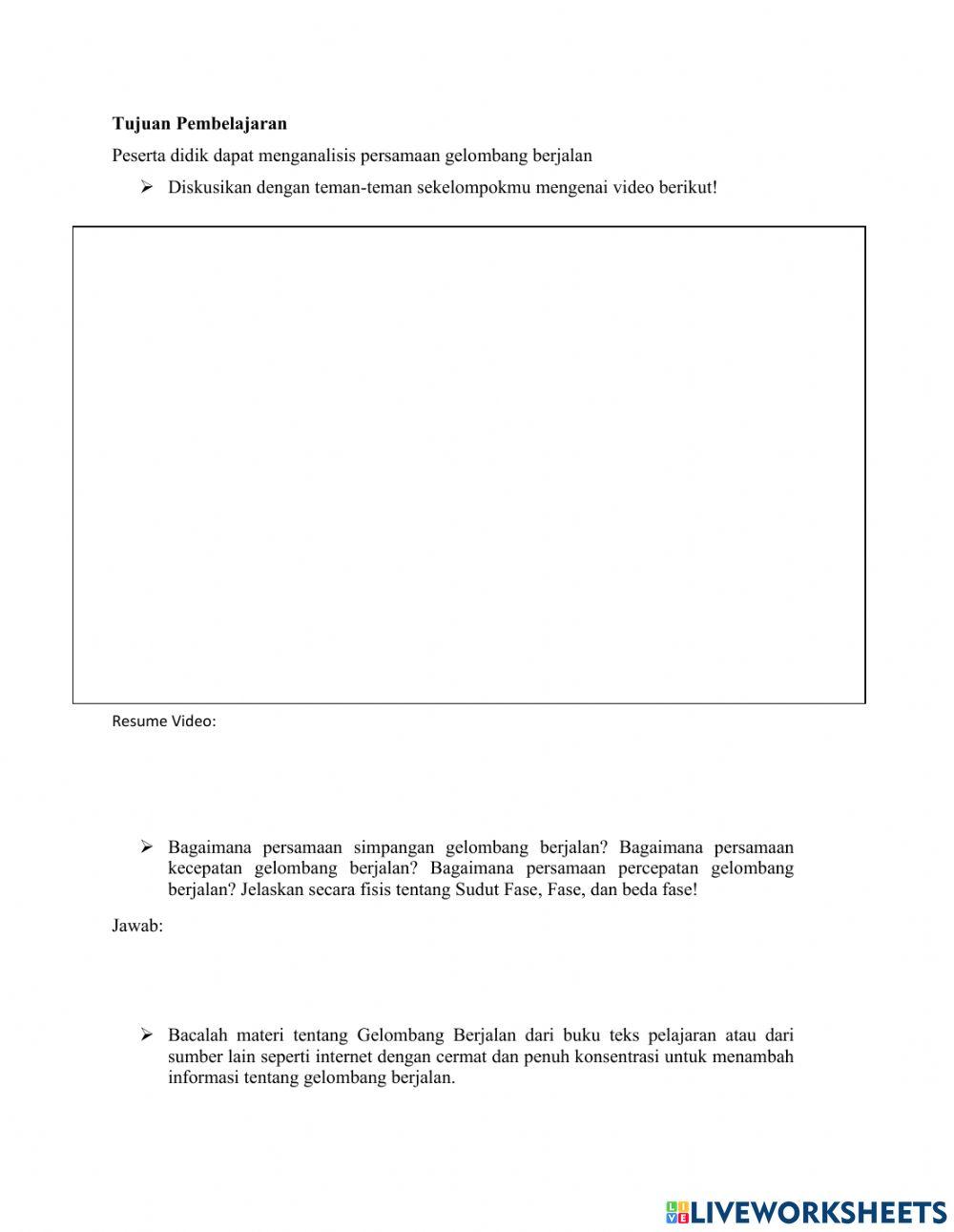 Liveworksheet Gelombang