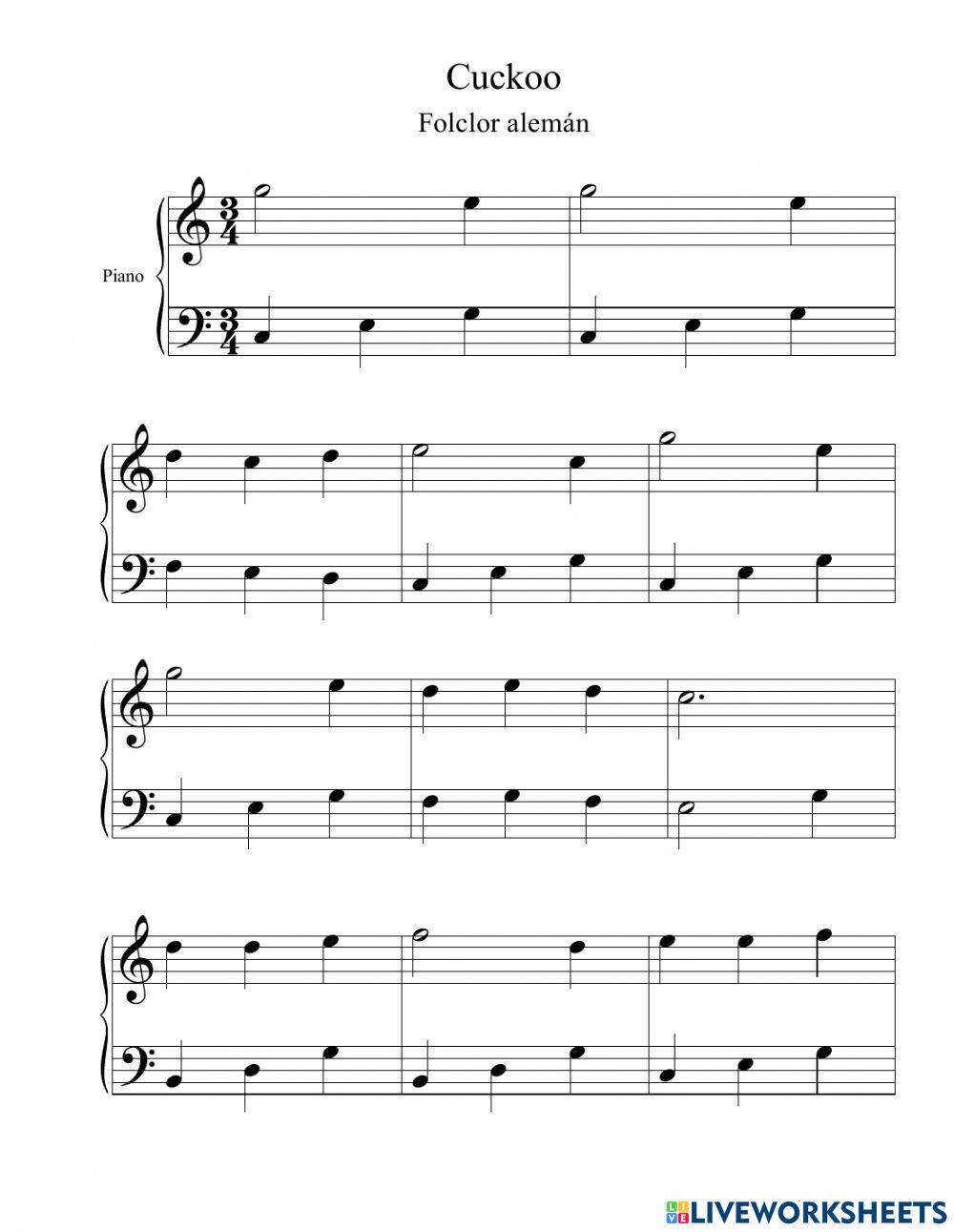 Lectura de partitura en el Piano