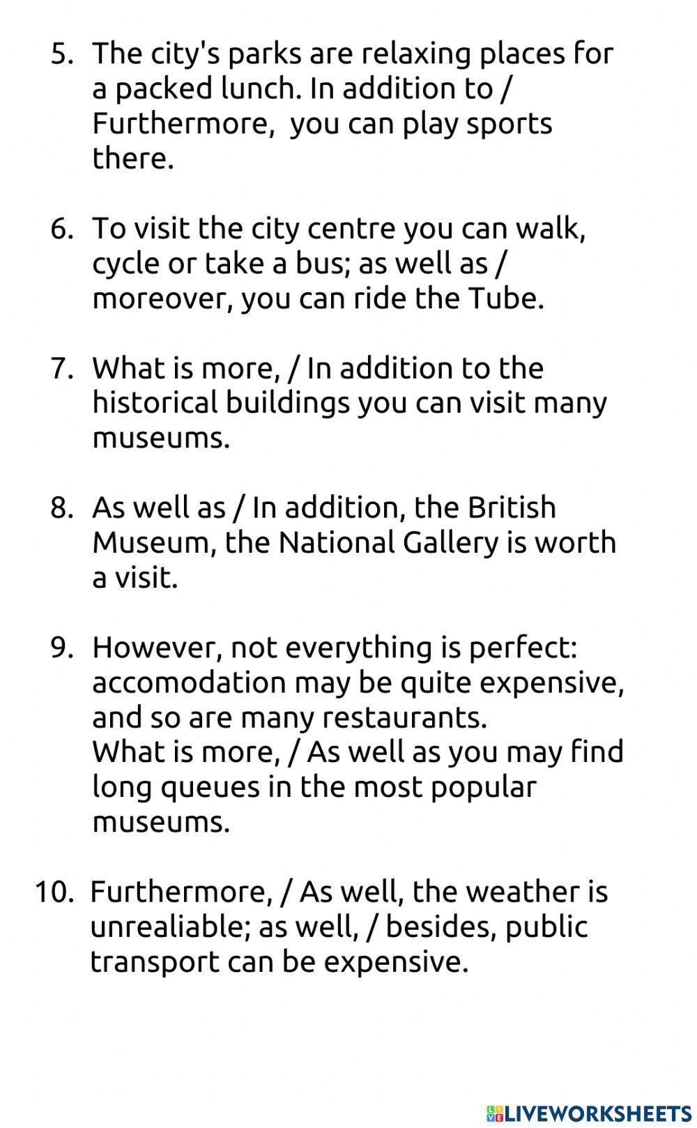 Connectors of addition 1