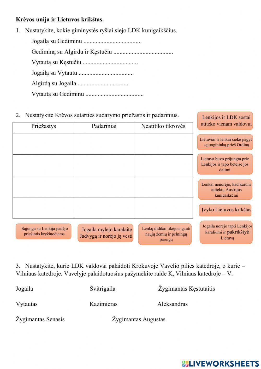 Krėvos unija. Lietuvos krikštas.