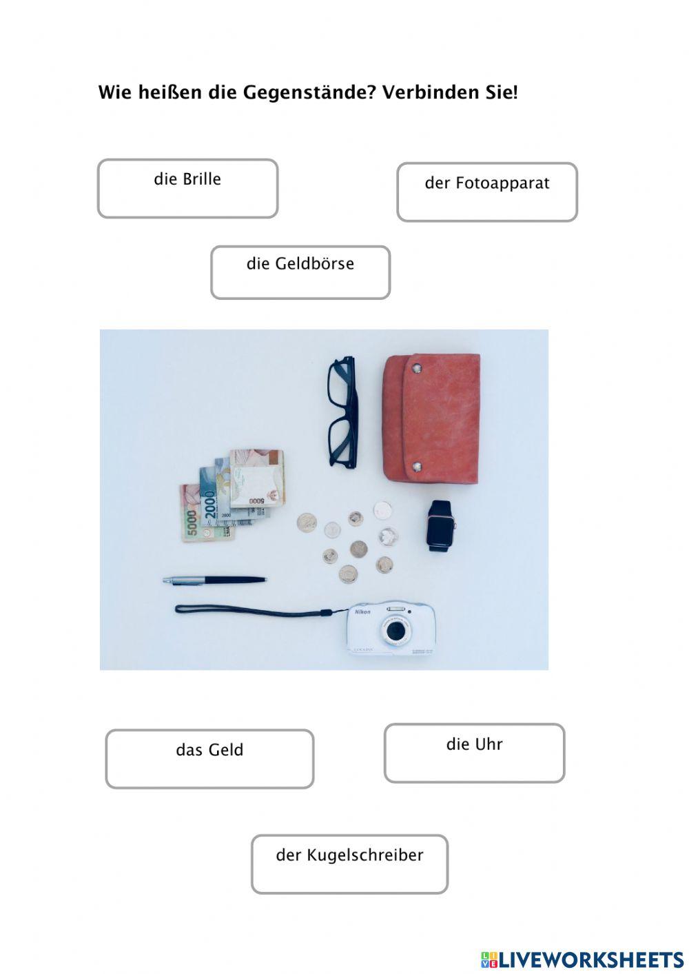 Wie heißen die Gegenstände?