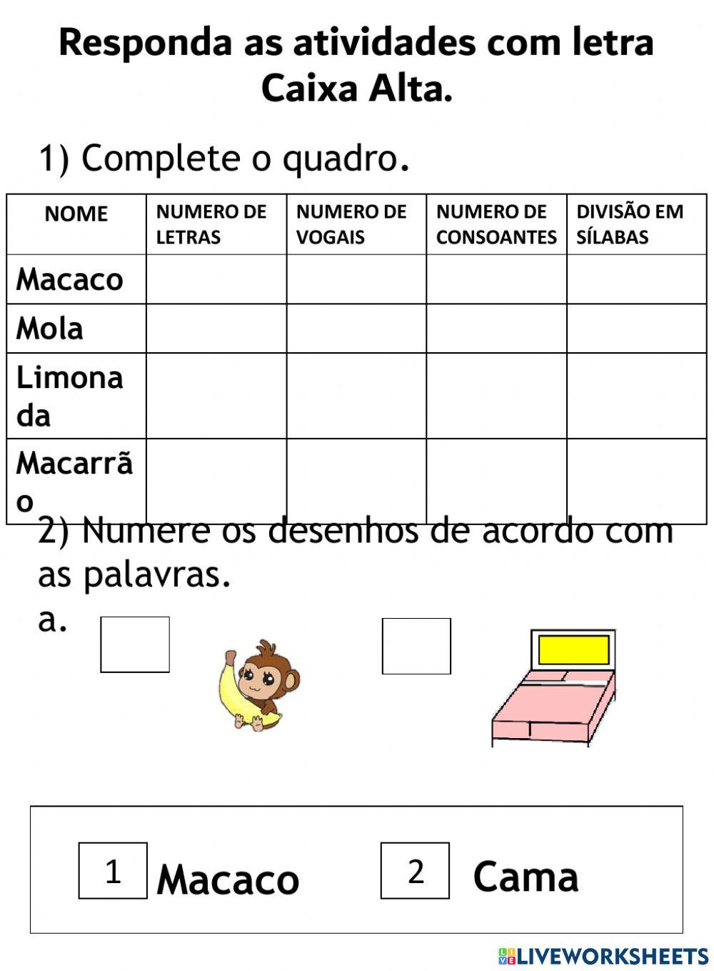 Atividade de Inglês e Portugues