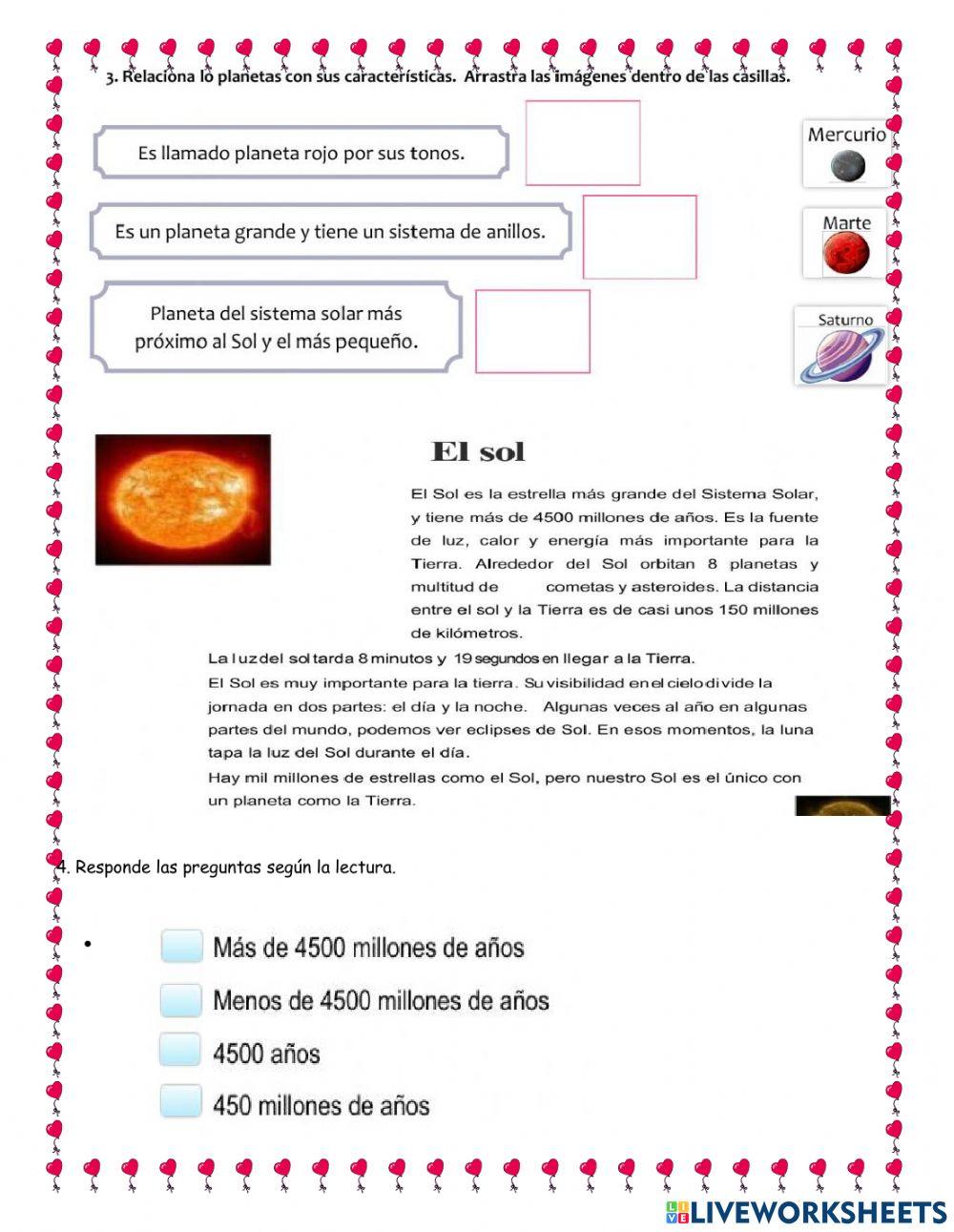 Sistema solar y el sol