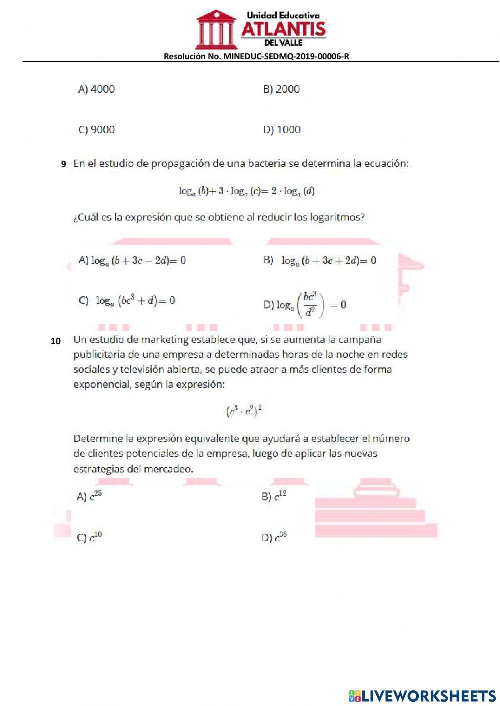 Ecuación – Función Exponencial y Logarítmica