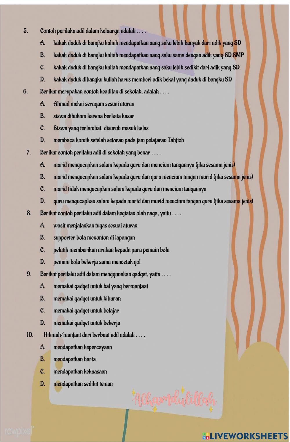 LKS Tematik Tema 8 (Muatan PPKn Sikap Adil Terhadap Sesama)