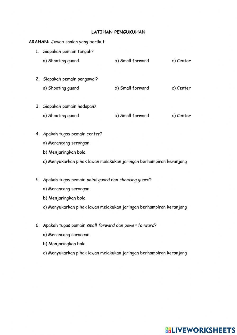 Posisi pemain bola keranjang