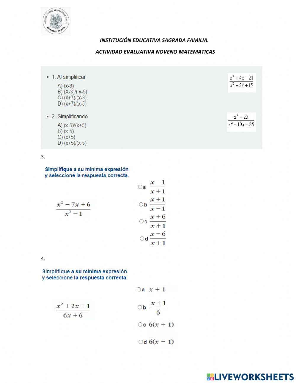 Evaluación de noveno