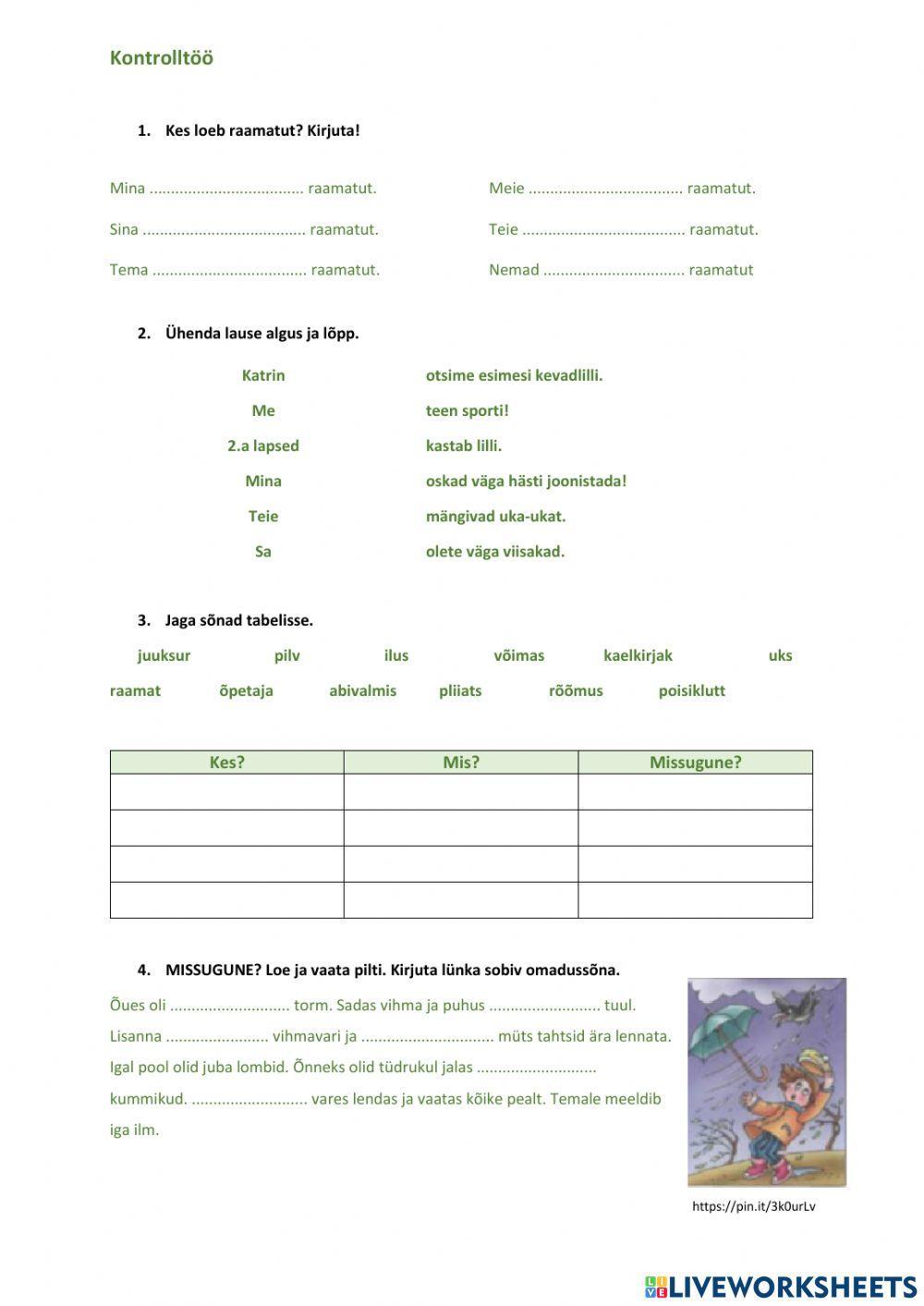 Missugune Tegusõna pöörded 2.klass