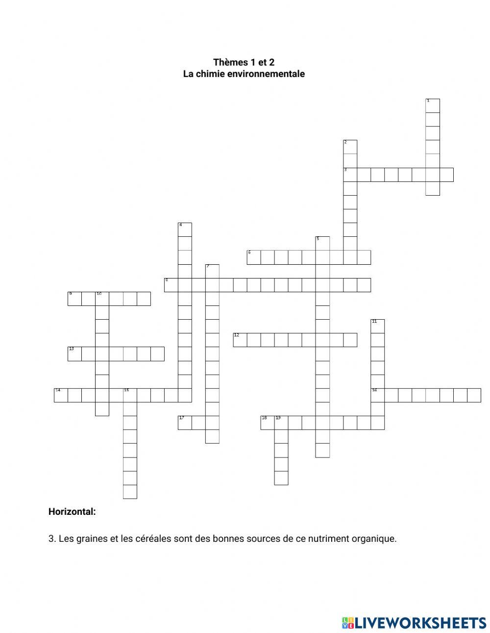 Thèmes 1 et 2 (La chimie environnementale)