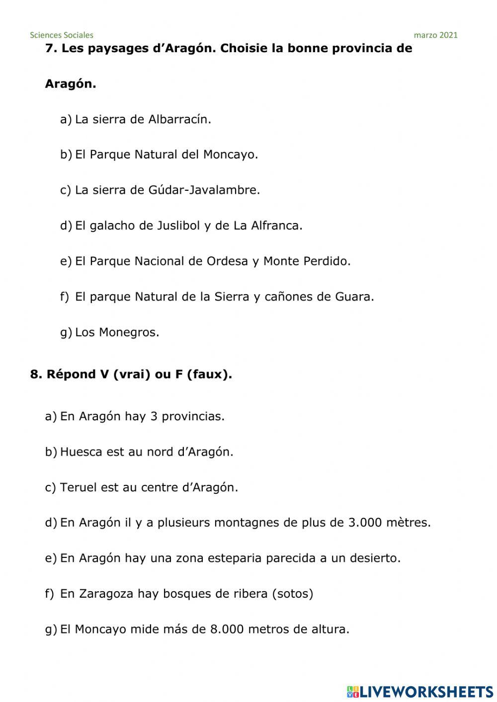 La terre, l'eau et Aragón