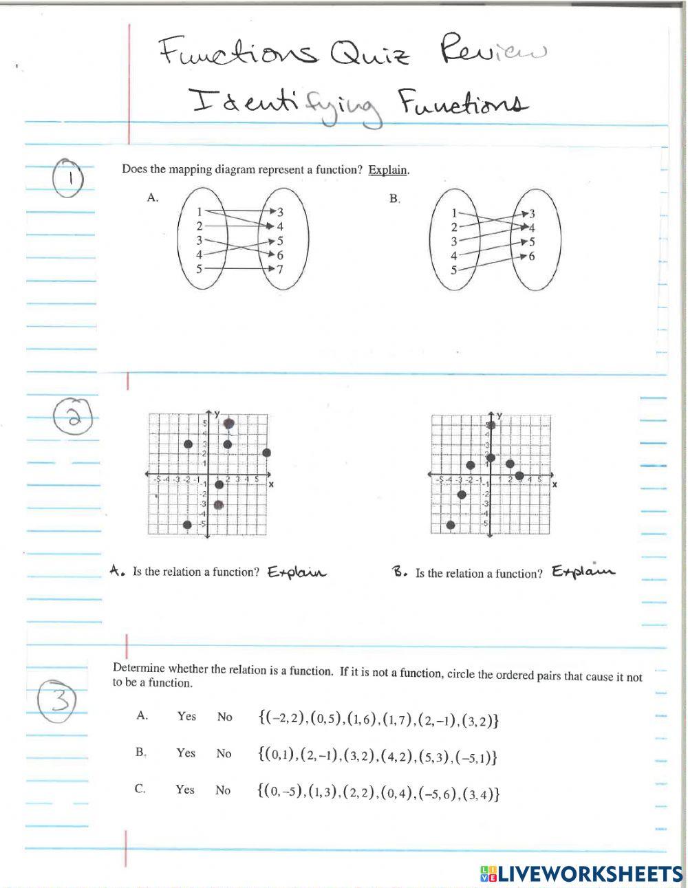 Function Quiz Review worksheet | Live Worksheets