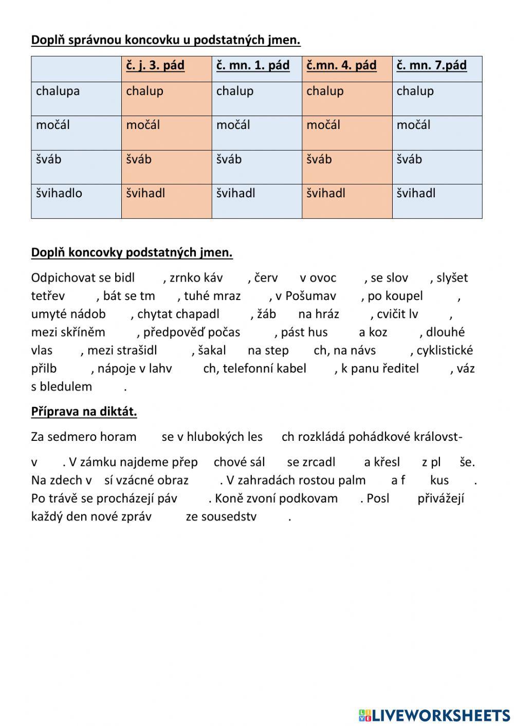 Vzory podstatných jmen