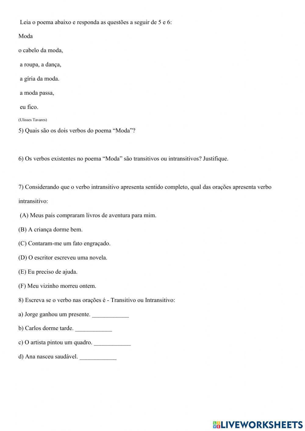 Transitividade Verbal