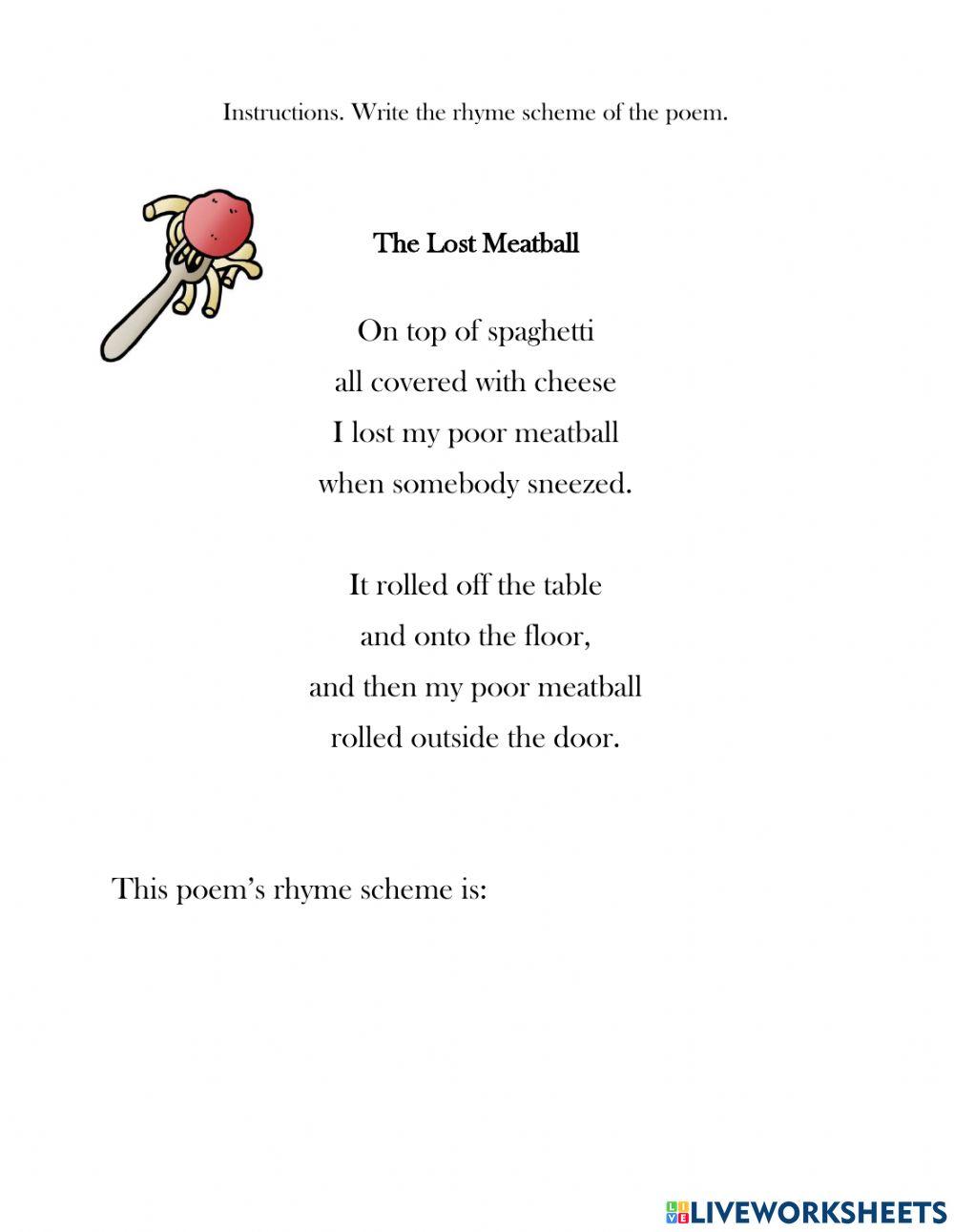 Practice Rhyme Scheme 6482482 Sylvia Burgos