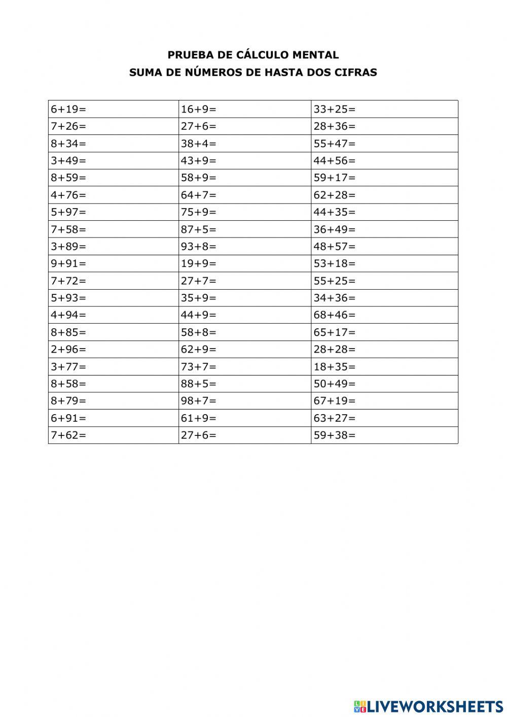 Sumas de números naturales de hasta dos cifras