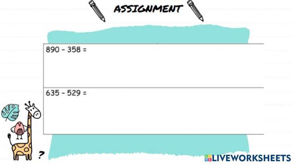 3 digit subtraction exercise Live Worksheets