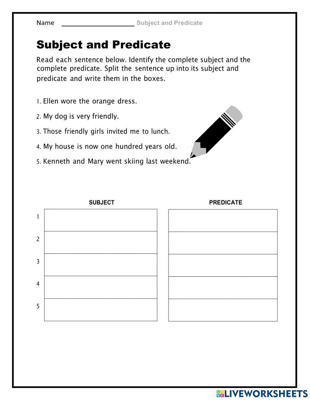 Complete and Simple Subject and Predicate worksheet | Live Worksheets complete-and-simple-subject-and-predicate-worksheet-live-worksheets