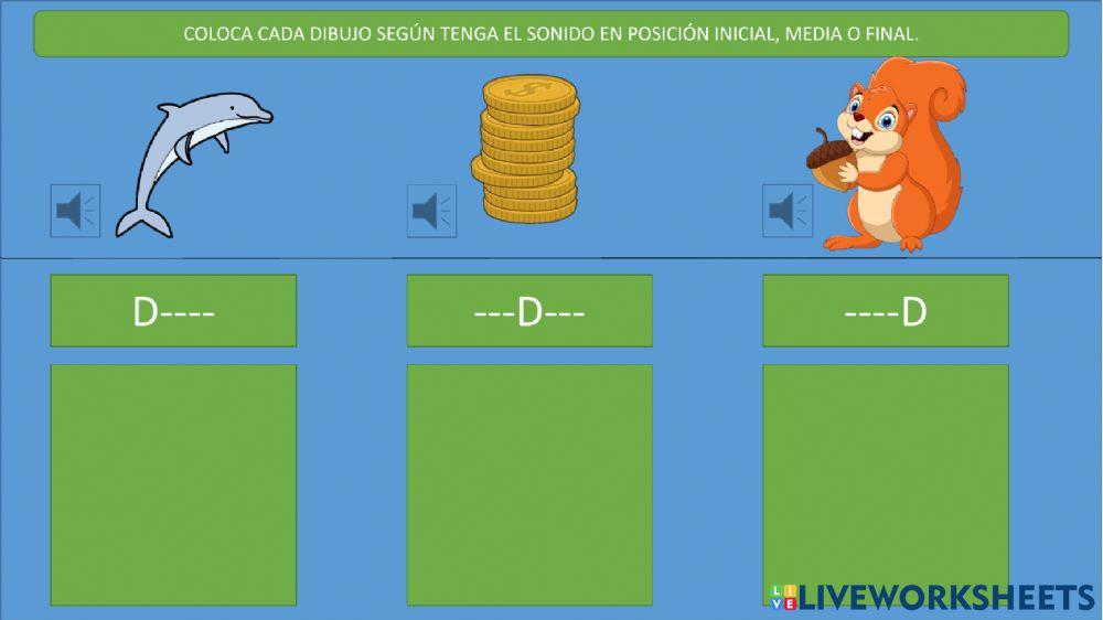 Clasifica los dibujos según el lugar donde tengan el sonido