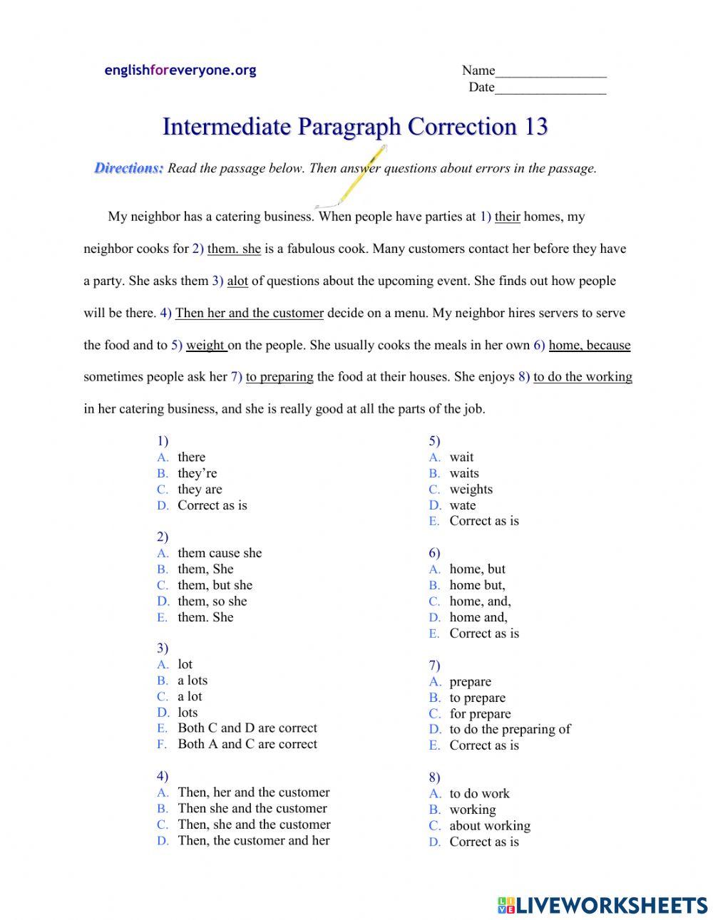 Intermediate Paragraph Corrections -12