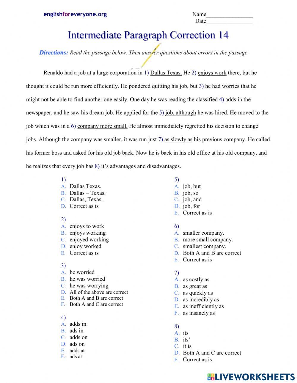 Intermediate Paragraph Corrections -14