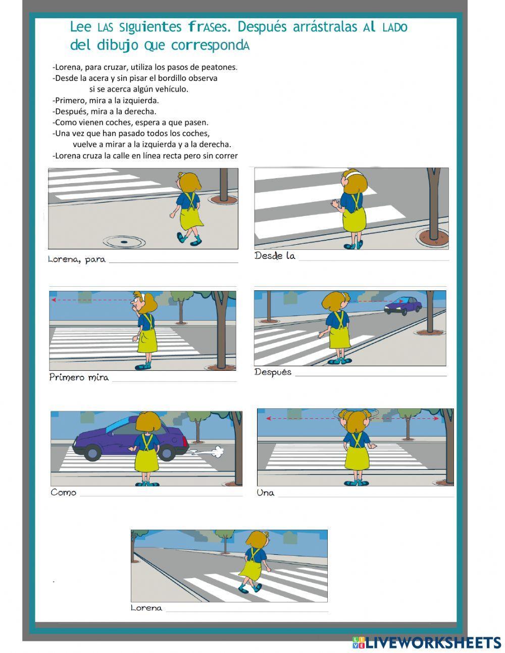 Lorena cruza la calle