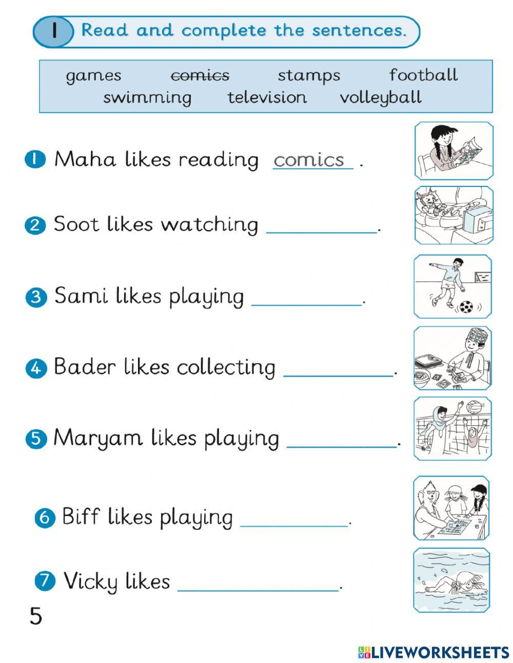 Read and complete SB P5