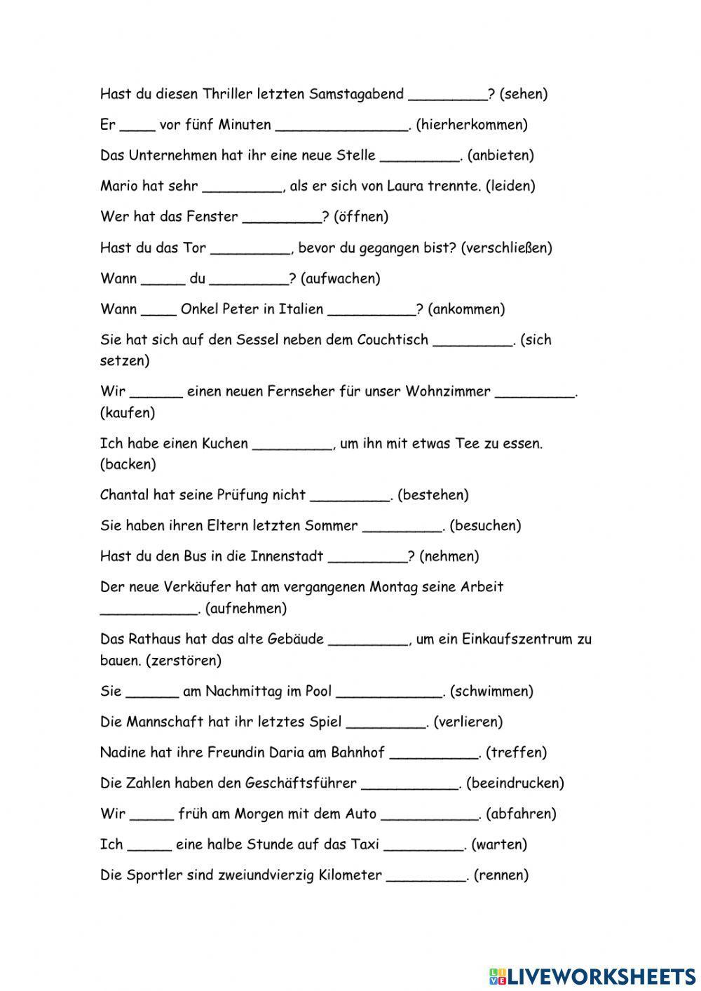 Perfekt 3 - haben oder sein + Partizip II