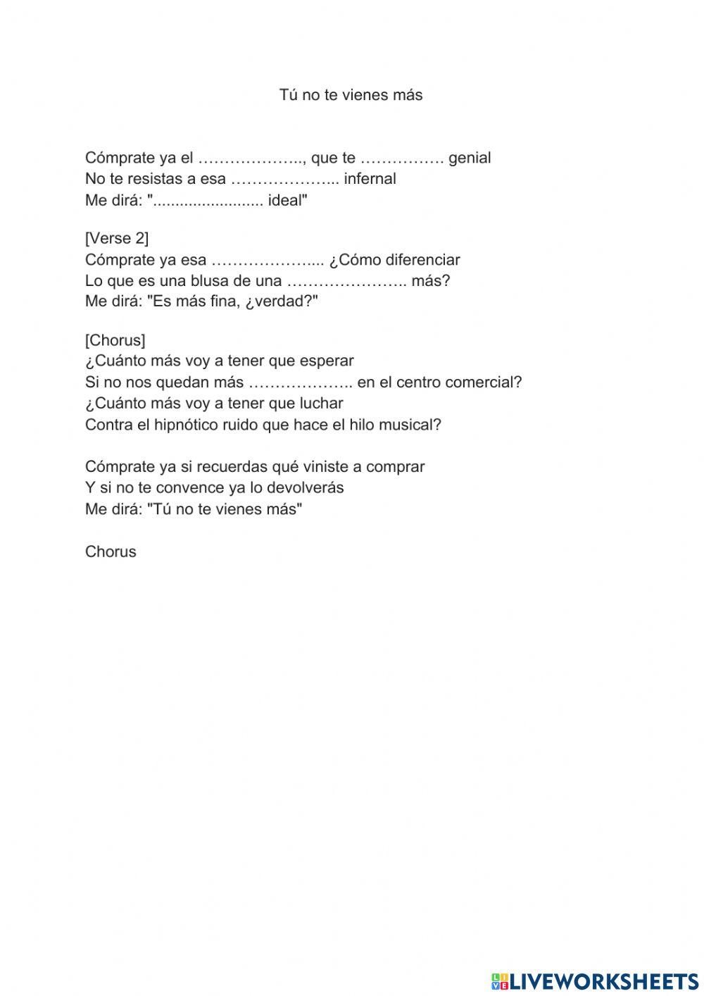 Tú no te vienes más