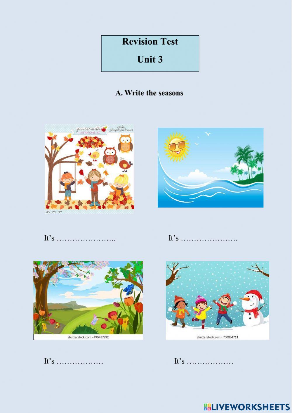 Magic Book Unit 3  Revision Test