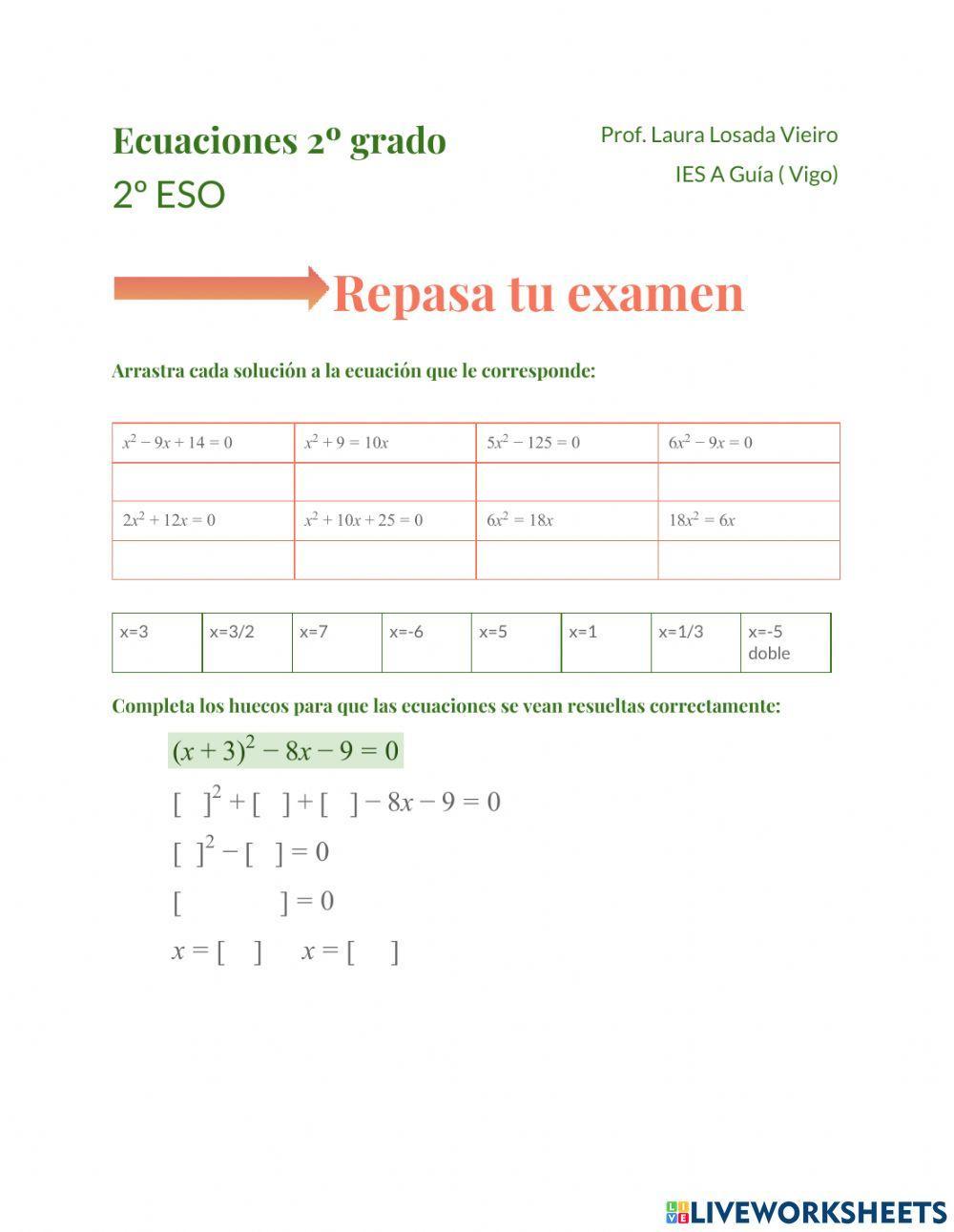 Ecuaciones 2º eso