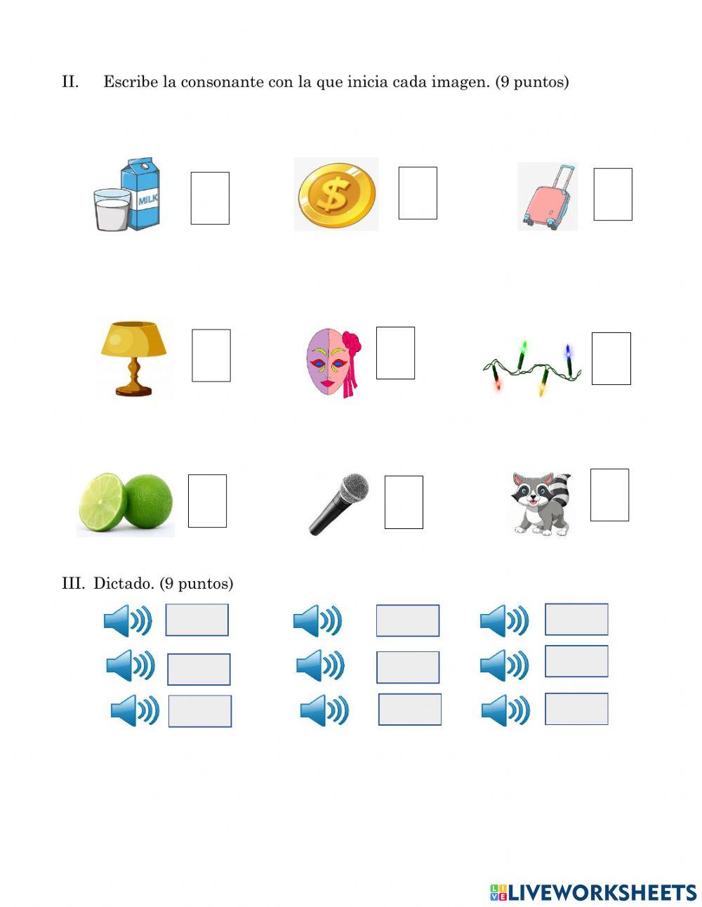 Vocales y consonantes m,l