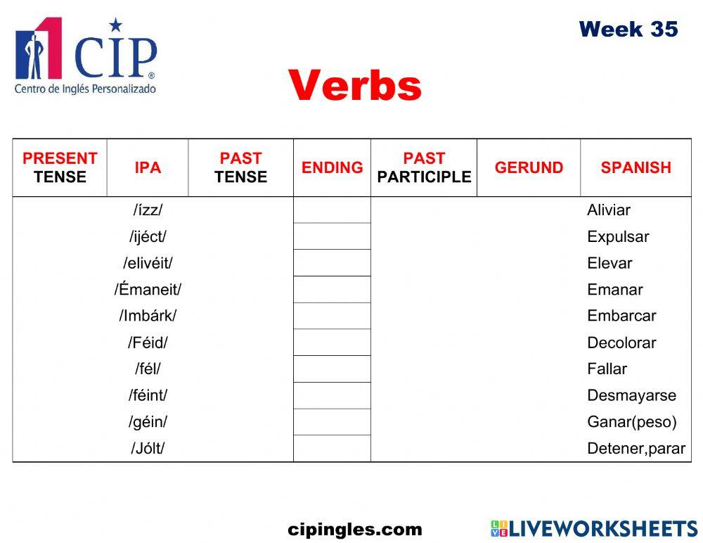 Verbs week 35