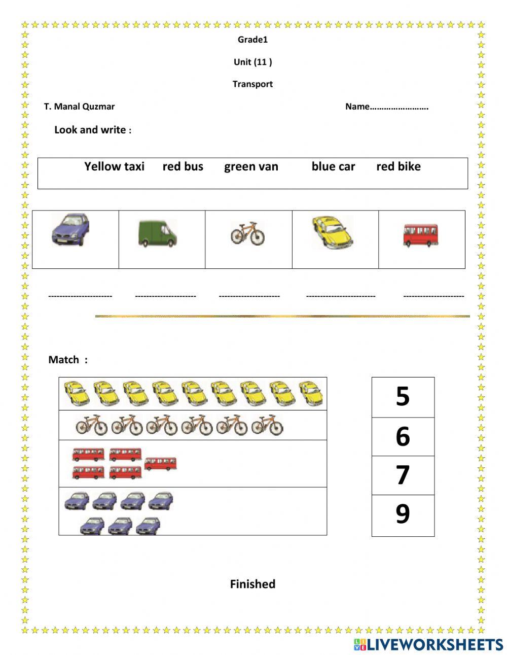 Means of transport online exercise for grade 1 | Live Worksheets
