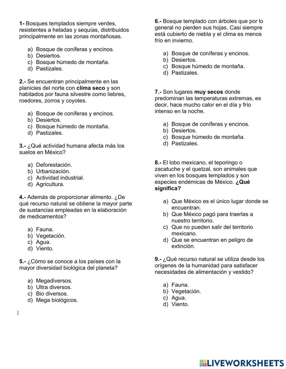 Evaluación segundo trimestre 4° geografía