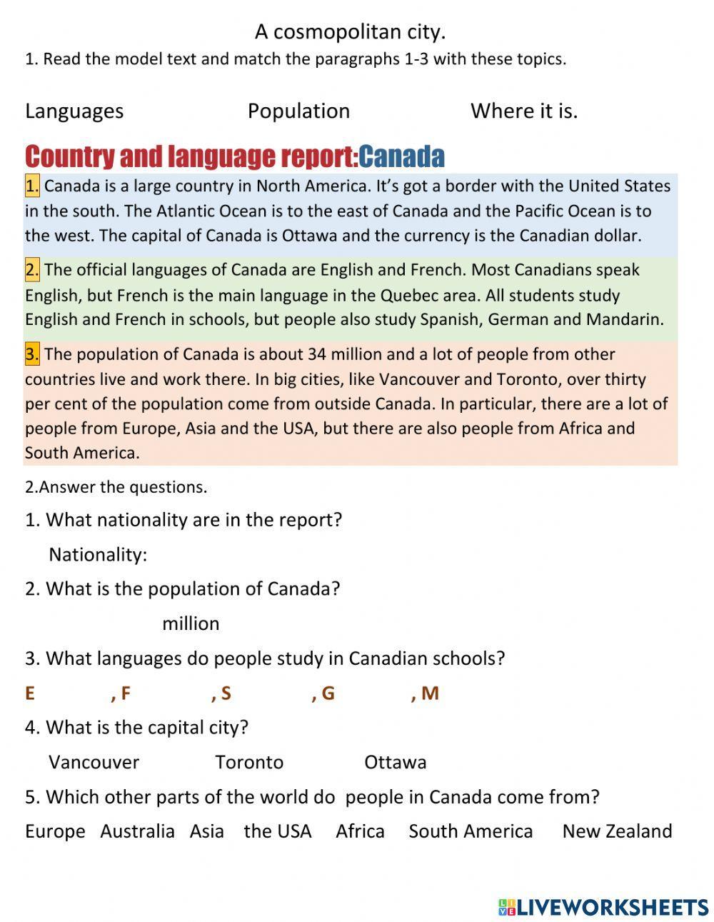 Country and language report:Canada.EP1. (pg.35).