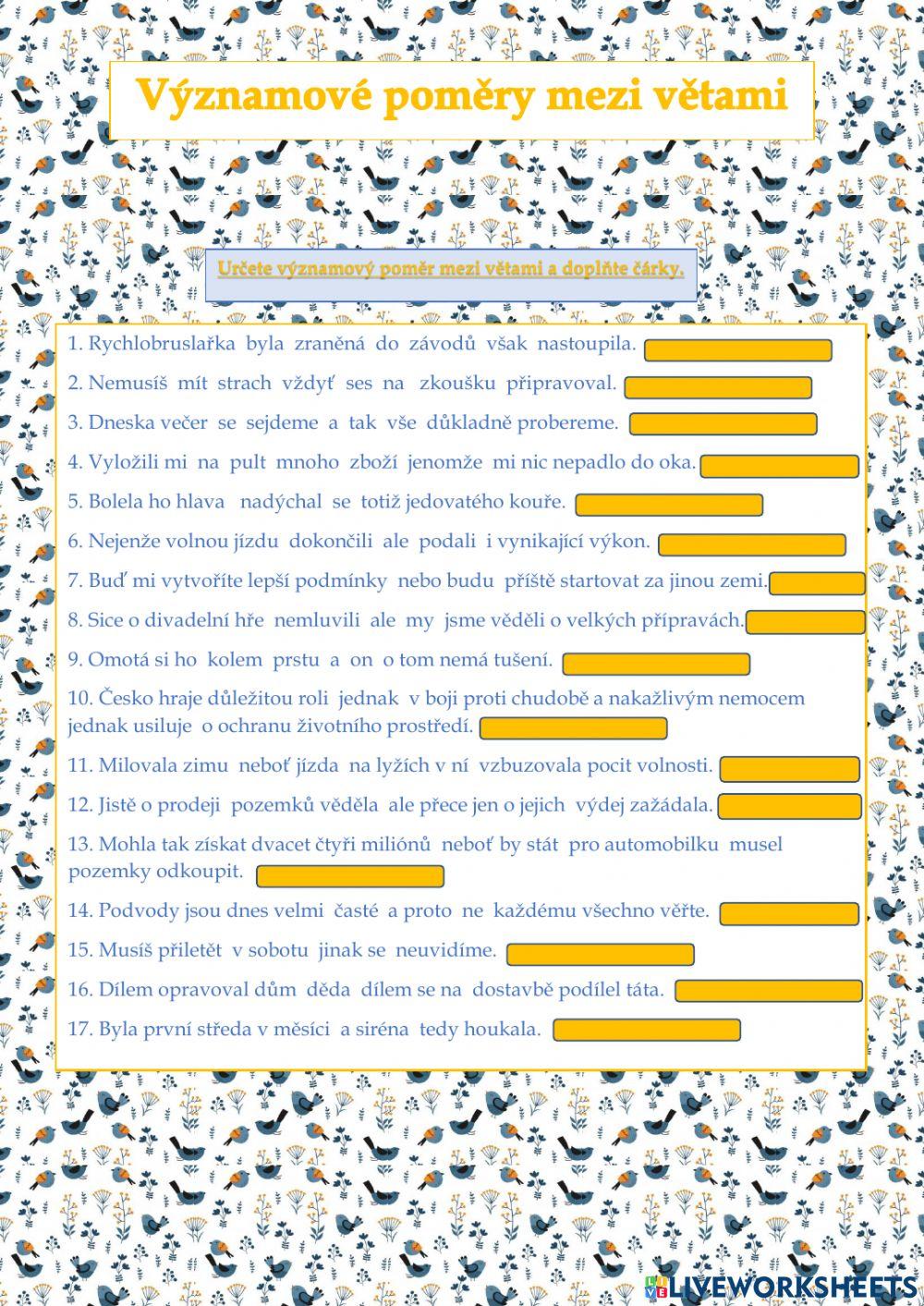 Poměry mezi větami hlavními