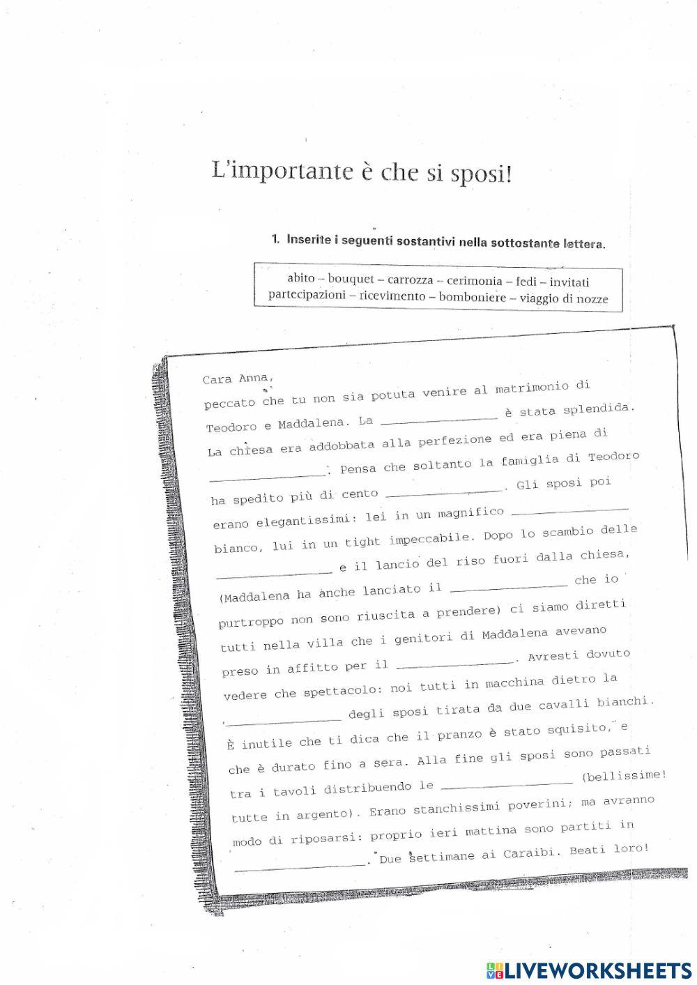 L'importante e' che si sposi!