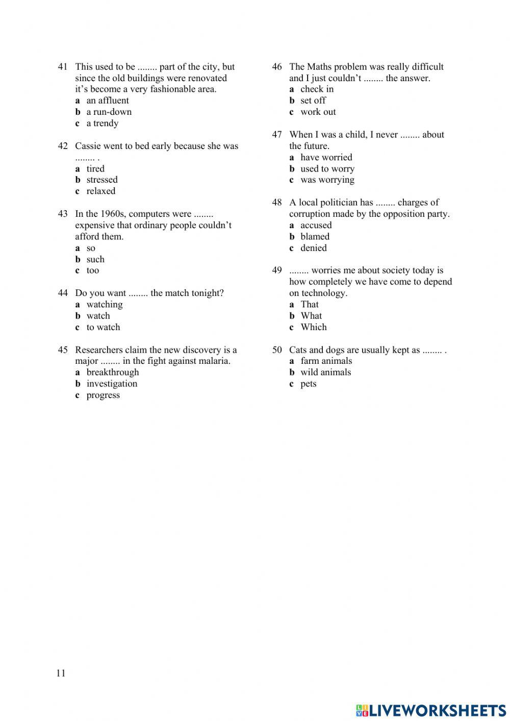 Placement test online exercise for | Live Worksheets