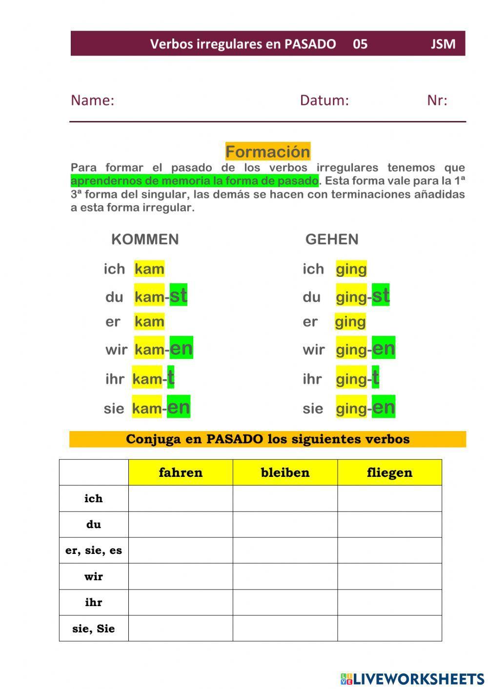 Pasado verbos irregulares 05