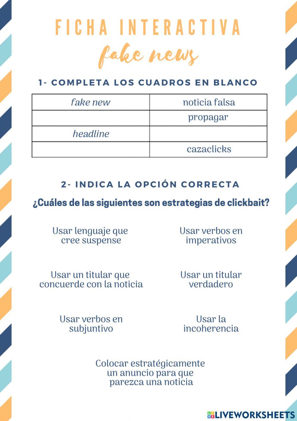 Ficha interactiva fake news