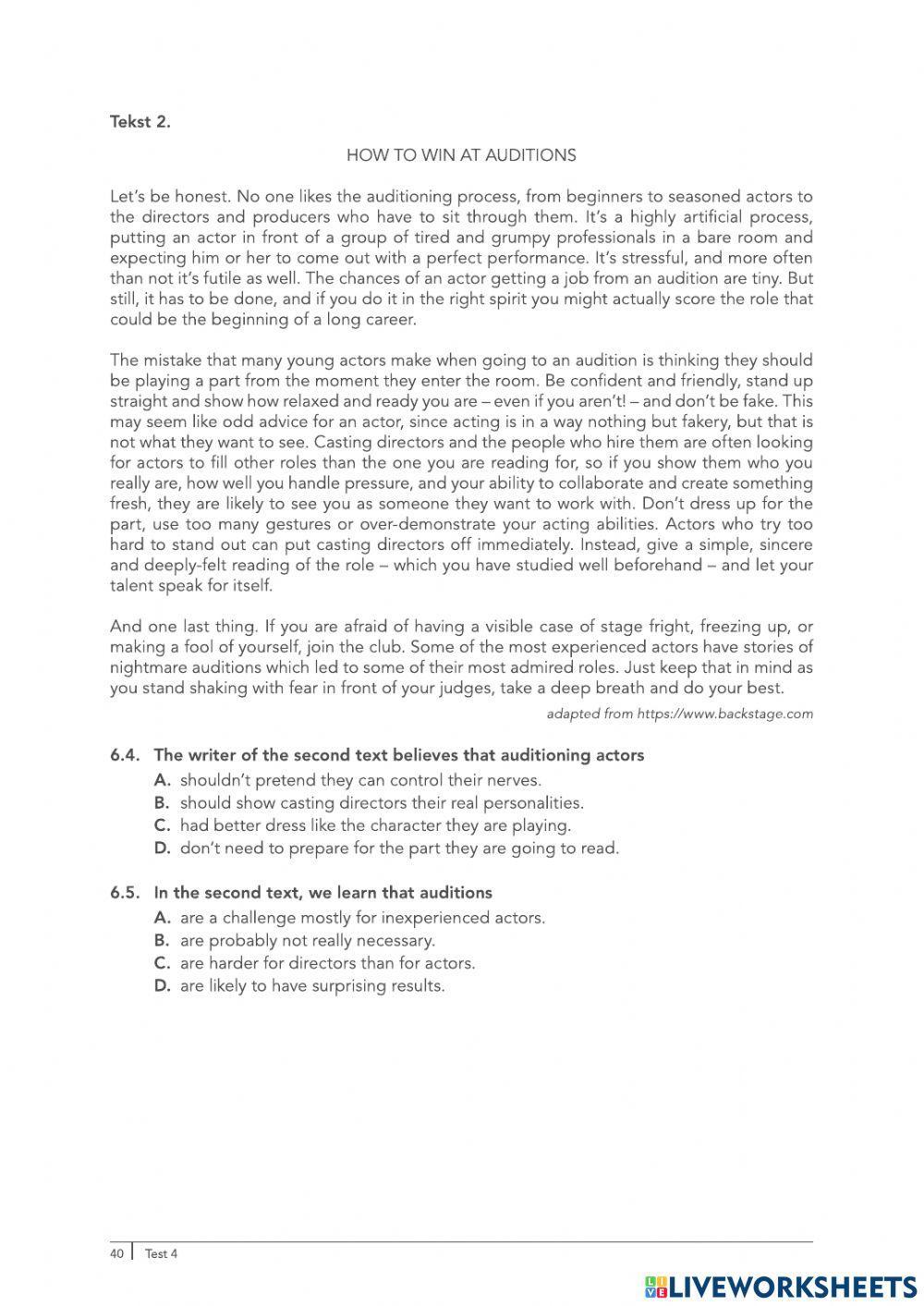 Reading test 1 matura rozszerzona