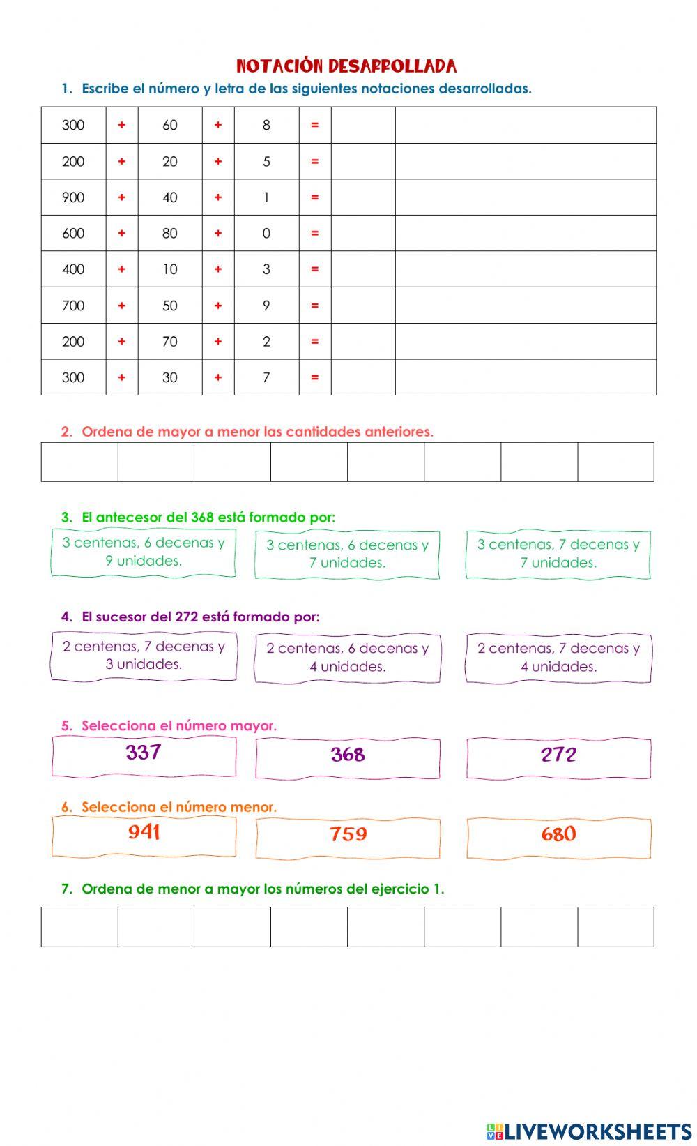 Notación desarrollada