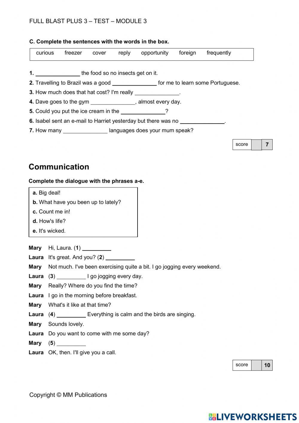Full Blast 3 Workbook Answers