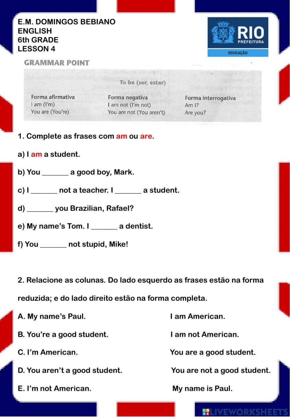 6th grade - E. M. Domingos Bebiano - Lesson 4