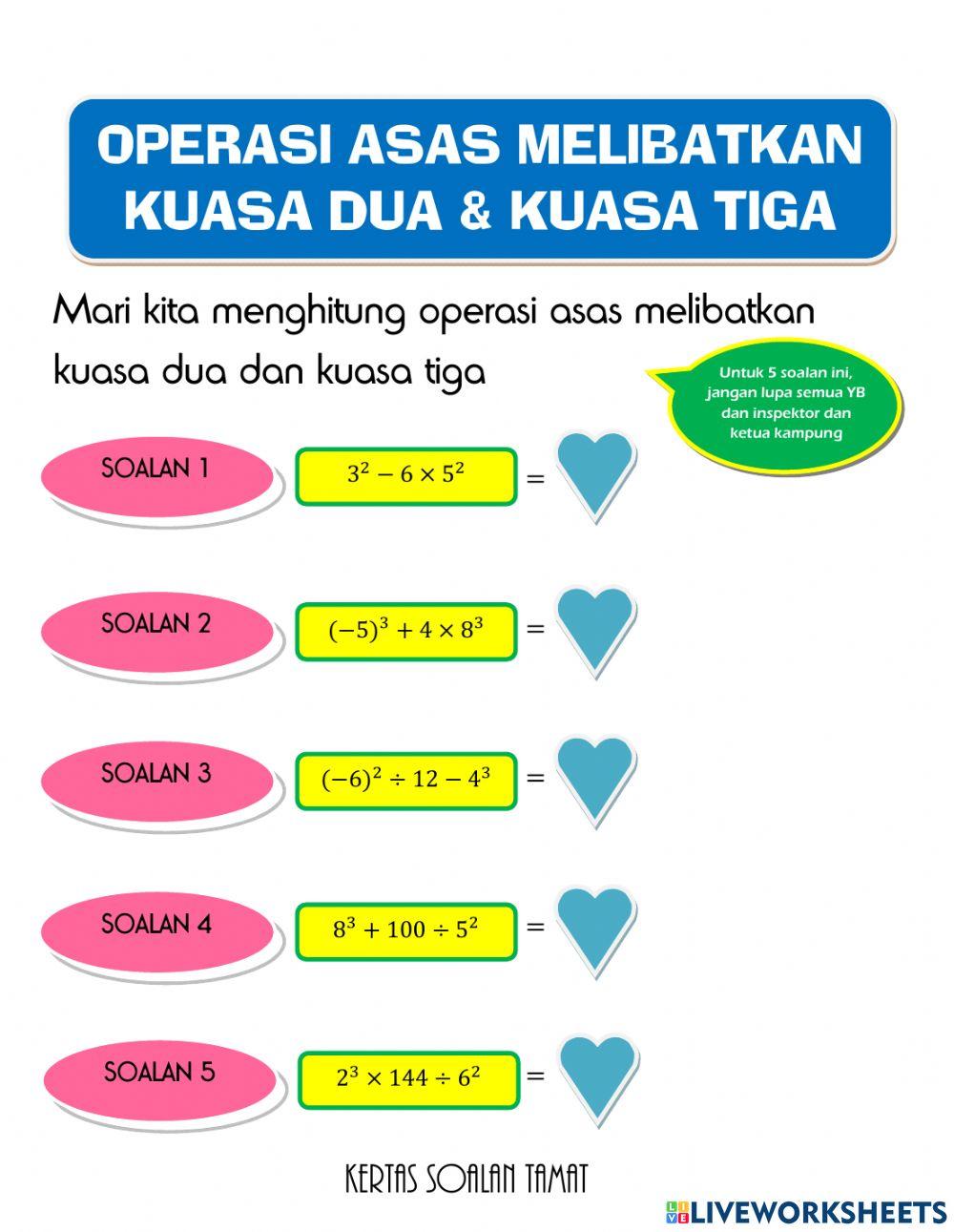 Tingkatan 1 : Latihan Kuasa Dua & Kuasa Tiga