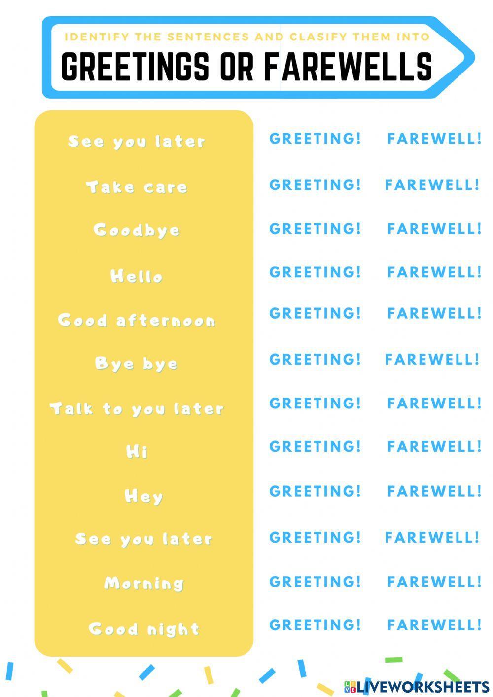 Greeting or farewell
